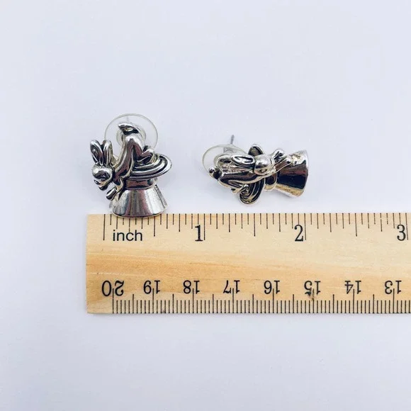 Vintage Rabbit Magic Hat Trick Silver Earrings MJ‎ Costume Jewelry - Picture 10 of 11
